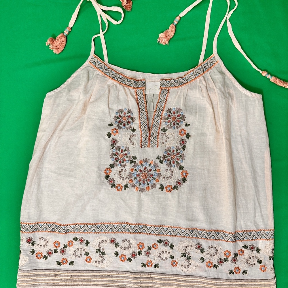 Love Sam Cream Floral Embroidered Camisole